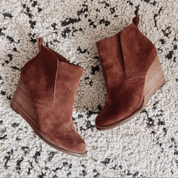 Lucky Brand Shoes - Lucky Brand Suede Leather Booties - Cognac Color